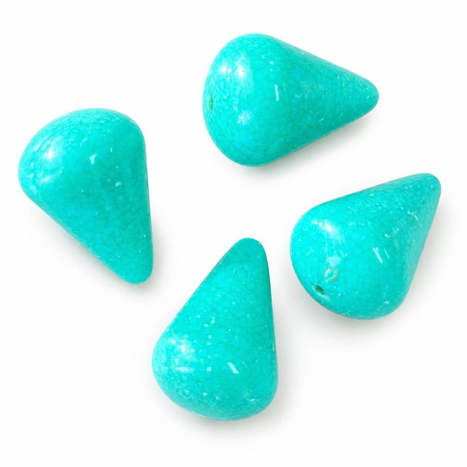 Turquoise Teardrop Acrylic Bead 31mm, 4pcs