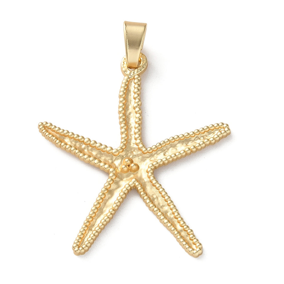 Matte Gold Starfish Pendant 70mm, 1pc