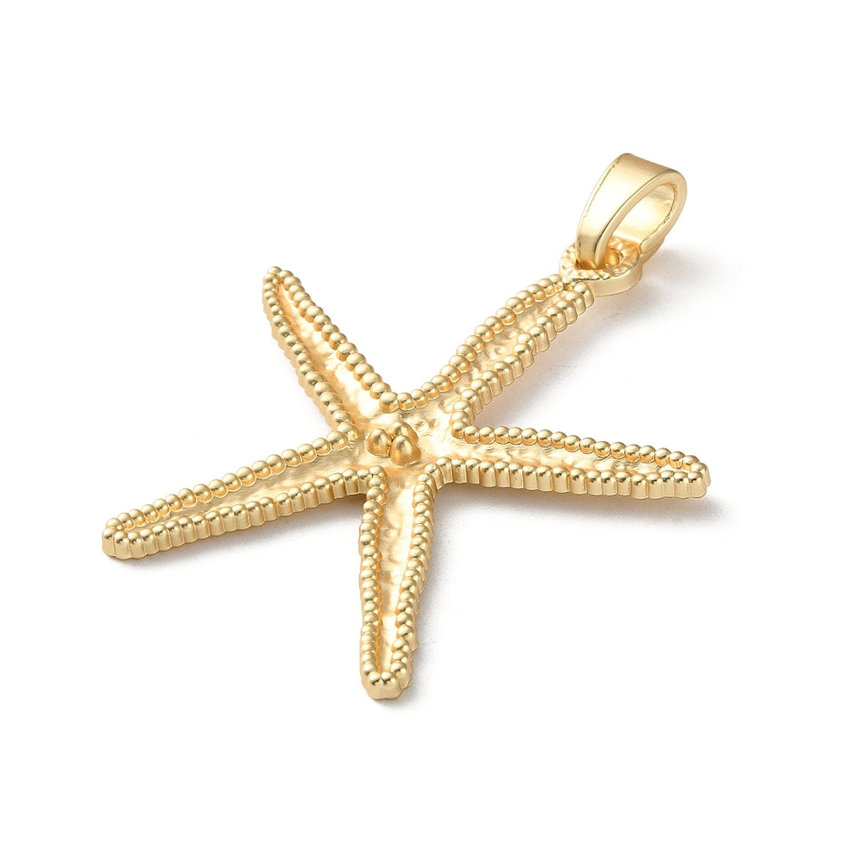Matte Gold Starfish Pendant 70mm, 1pc