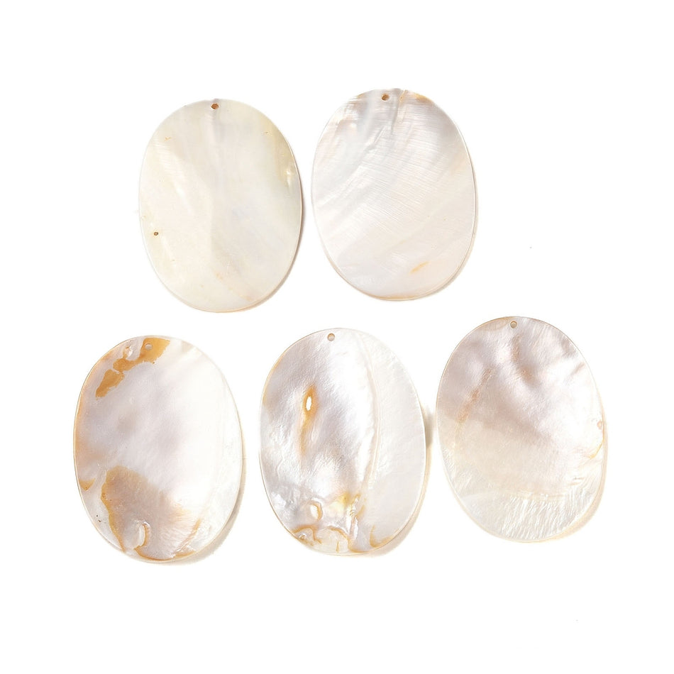 Natural Shell Oval Pendant 70mm, 1pc