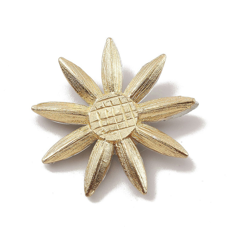 Gun Metal Rhinestone Flower Cabochon 32mm, 1pc