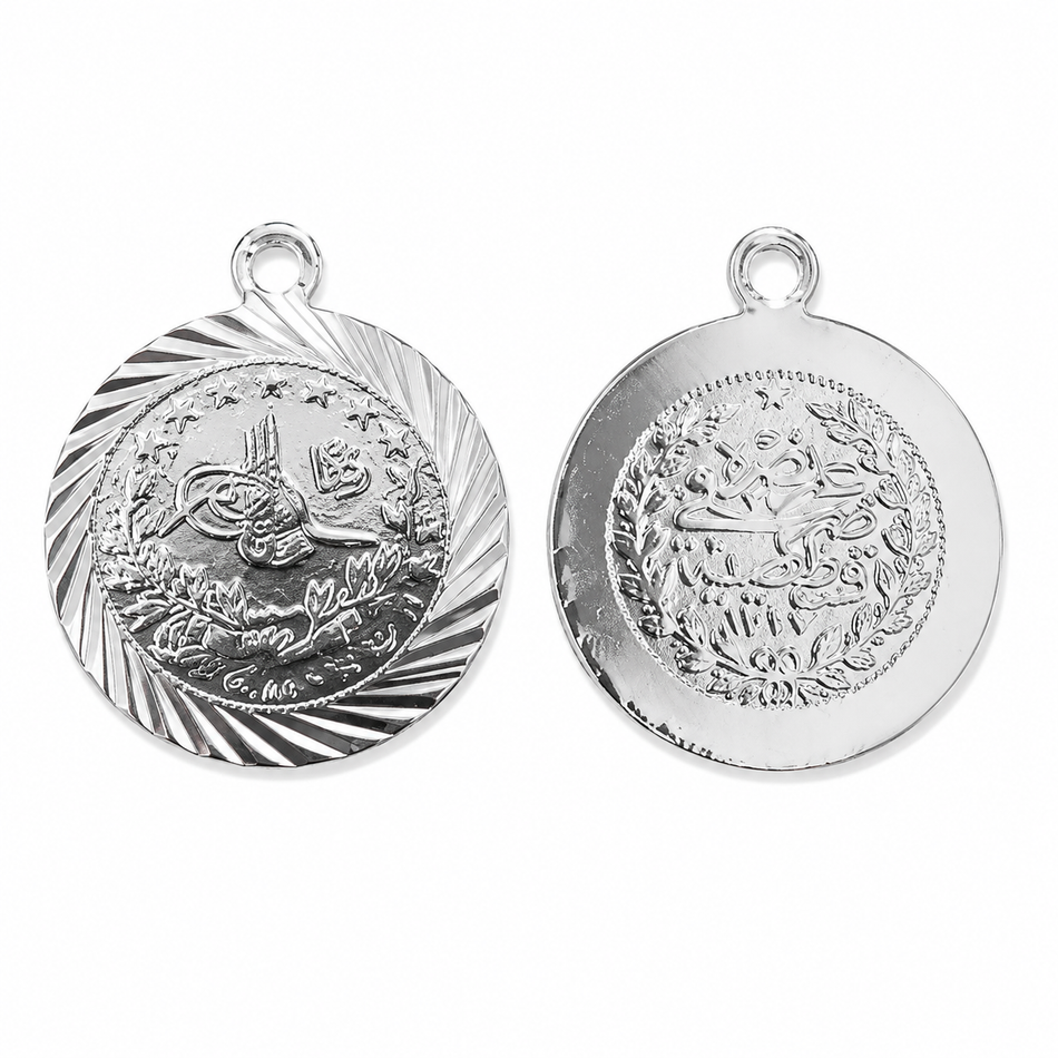 Colgante de moneda de plata 24 mm, 2 piezas