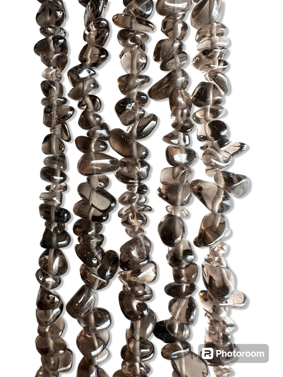 Smoke Quartz Chips Beads 6-8mm, 1 Strand