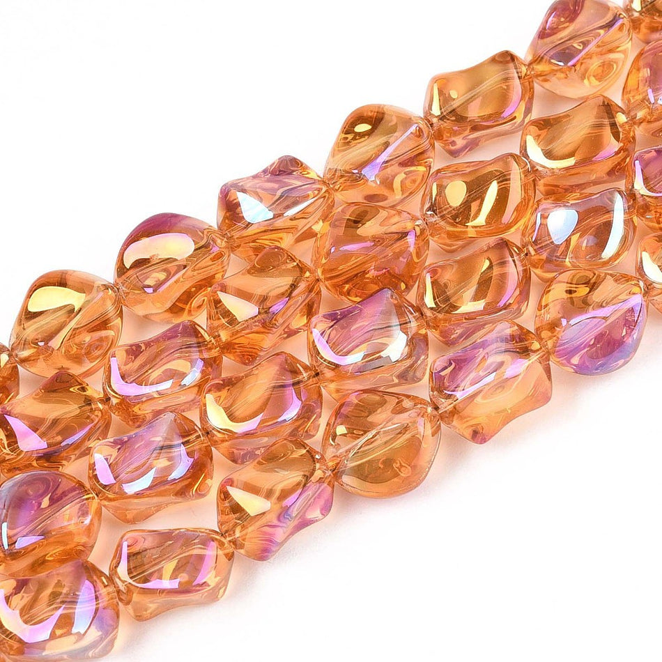 Electroplate Nugget Crystal Bead Strand, 11mm
