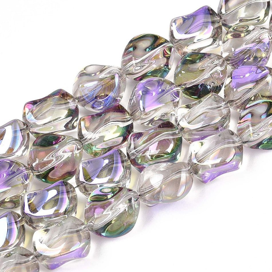 Electroplate Nugget Crystal Bead Strand, 11mm