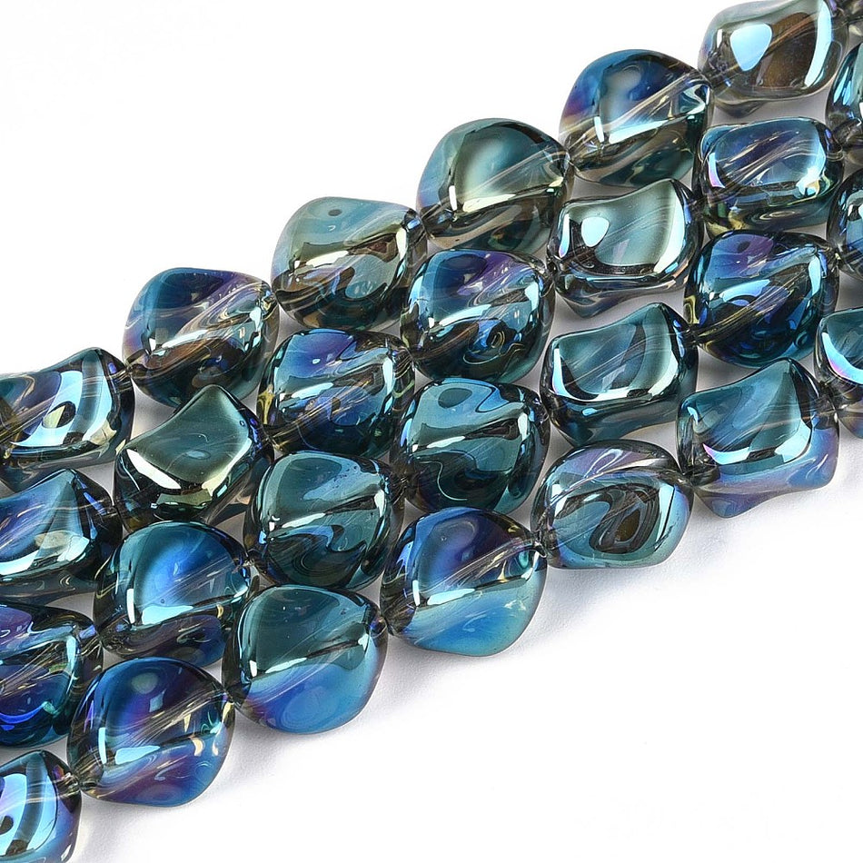 Electroplate Nugget Crystal Bead Strand, 11mm