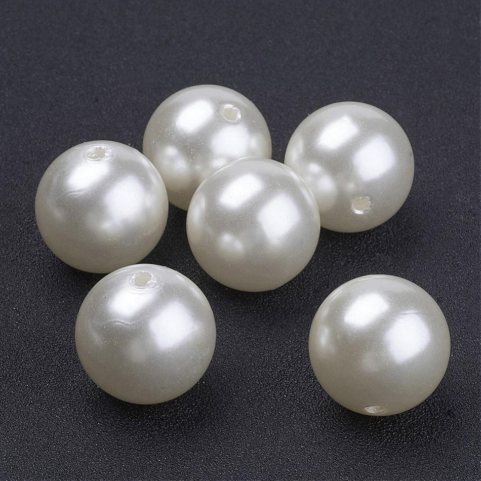 Creamy White Round Acrylic Beads 20mm, 120pcs