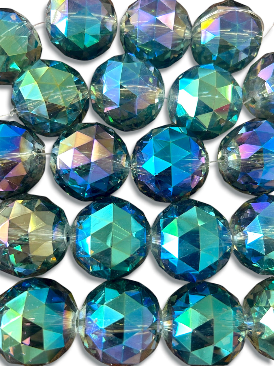 Faceted Round Crystal Bead Strand, 30mm