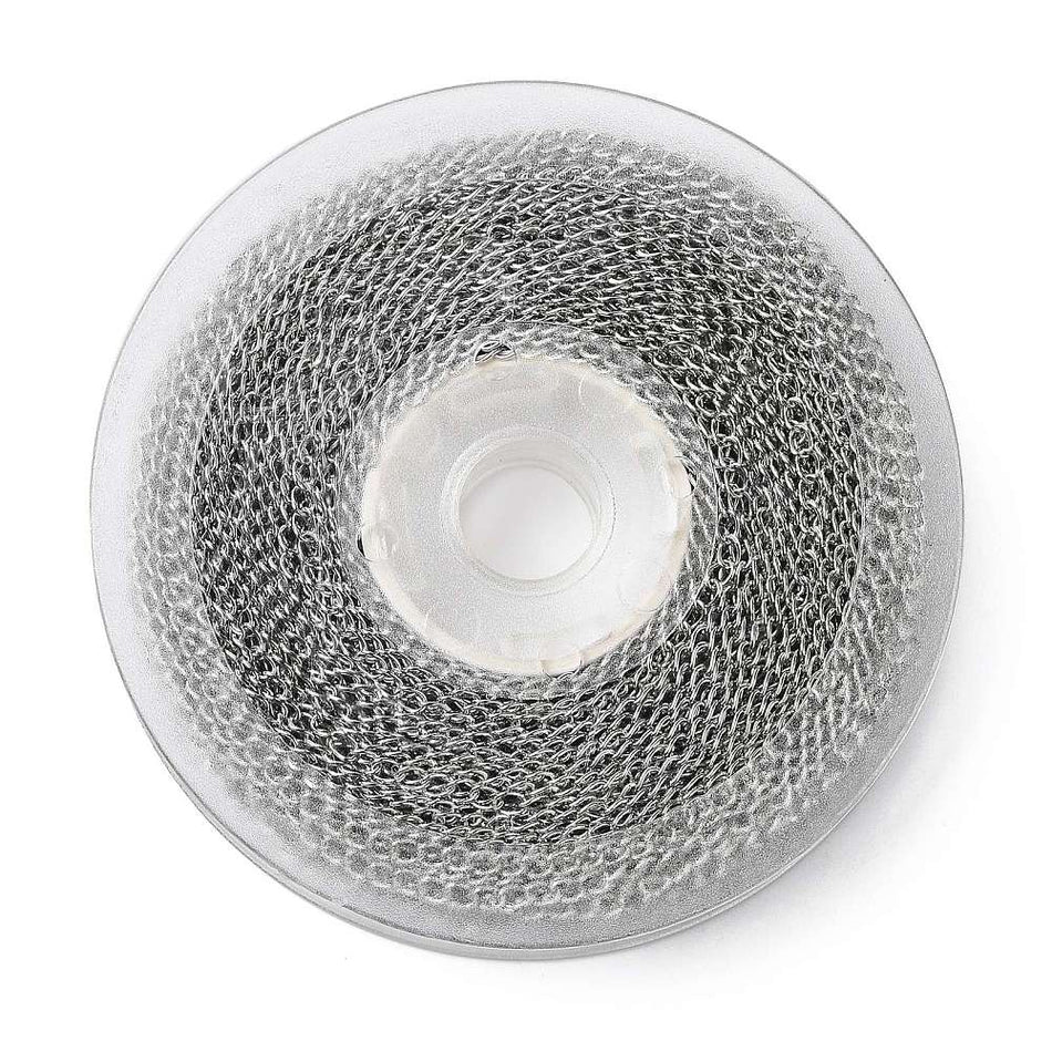 Stainless Steel Twisted Silver Chain 33ft, 1 roll