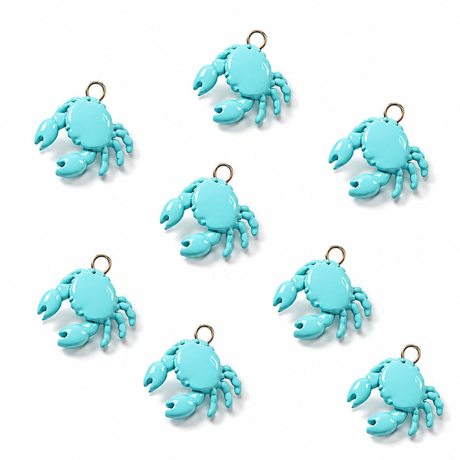 Mini Metal Red Crab Charm, 20mm 1pc