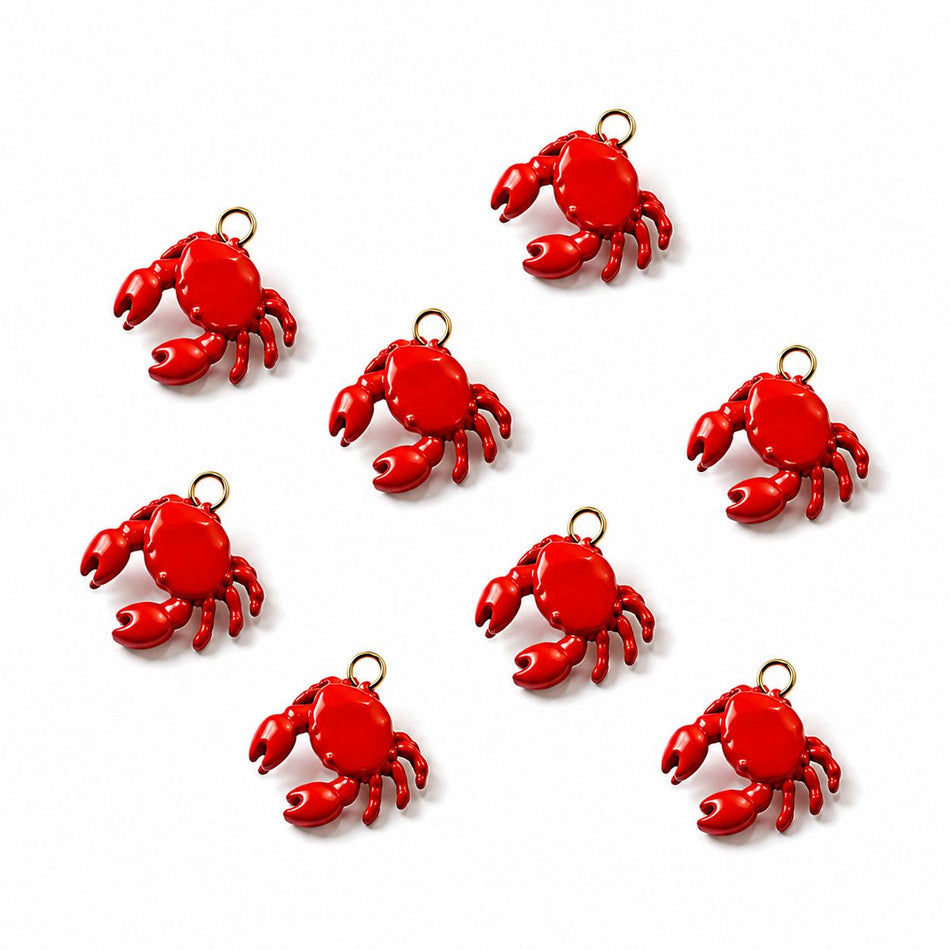 Mini Metal Red Crab Charm, 20mm 1pc