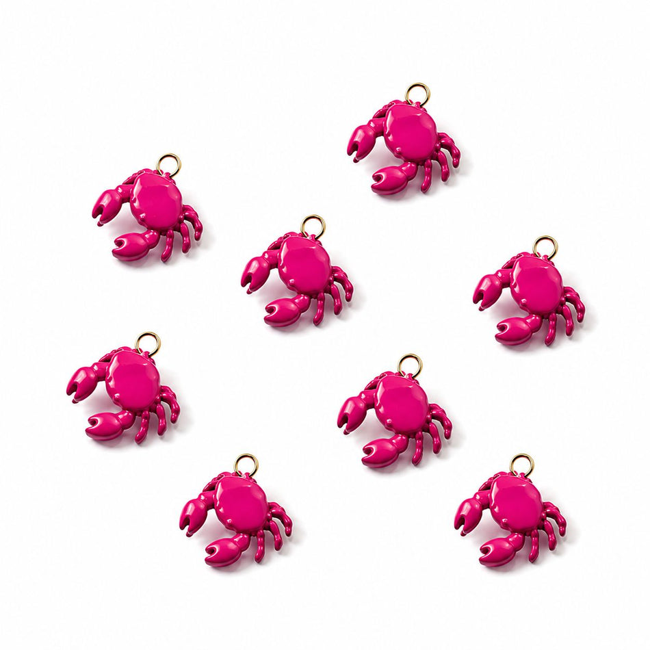 Mini Metal Red Crab Charm, 20mm 1pc