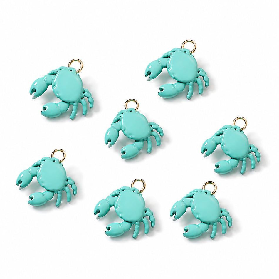 Mini Metal Red Crab Charm, 20mm 1pc