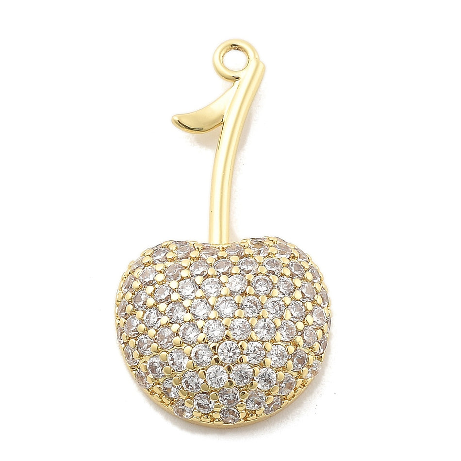 18k Gold-Filled Cherry with Zirconia Pendant 14mm, 1pc