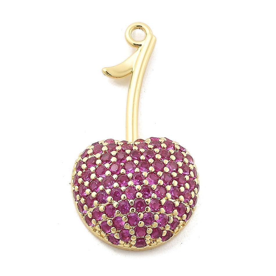 18k Gold-Filled Cherry with Zirconia Pendant 14mm, 1pc