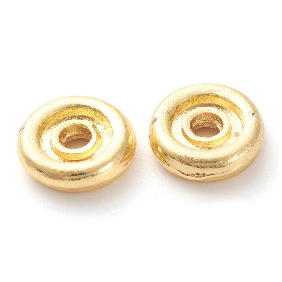 Espaciador Rondelle chapado en oro, 10 piezas