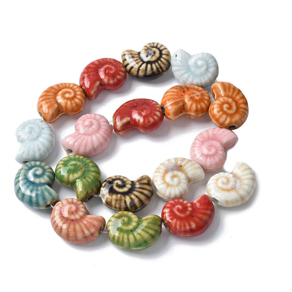 Ceramic Shell Beads 21mm, 4pcs