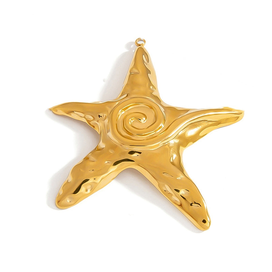 Stainless Steel Gold Spiral Star Pendant 58mm, 1pc