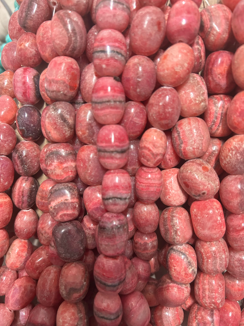 Pink Oval Bead Gemstone Strand, 20mm