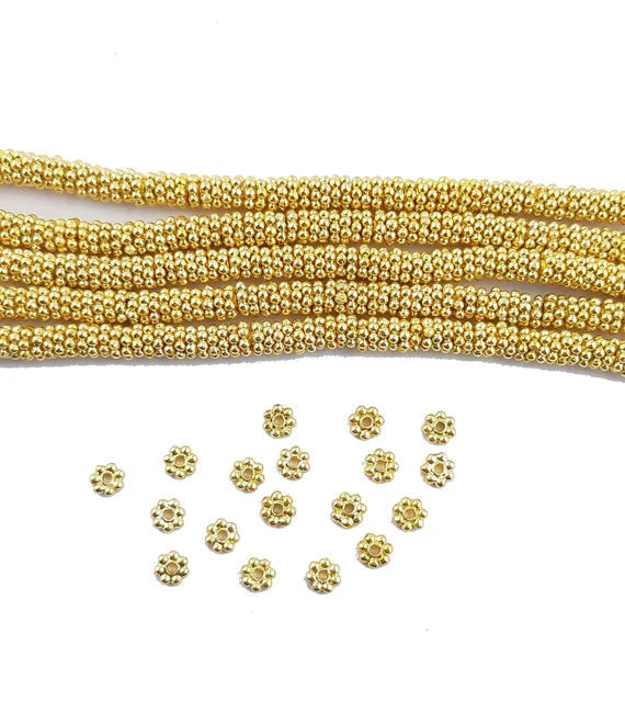 Gold-Plated Daisy Spacer Strand, 8mm
