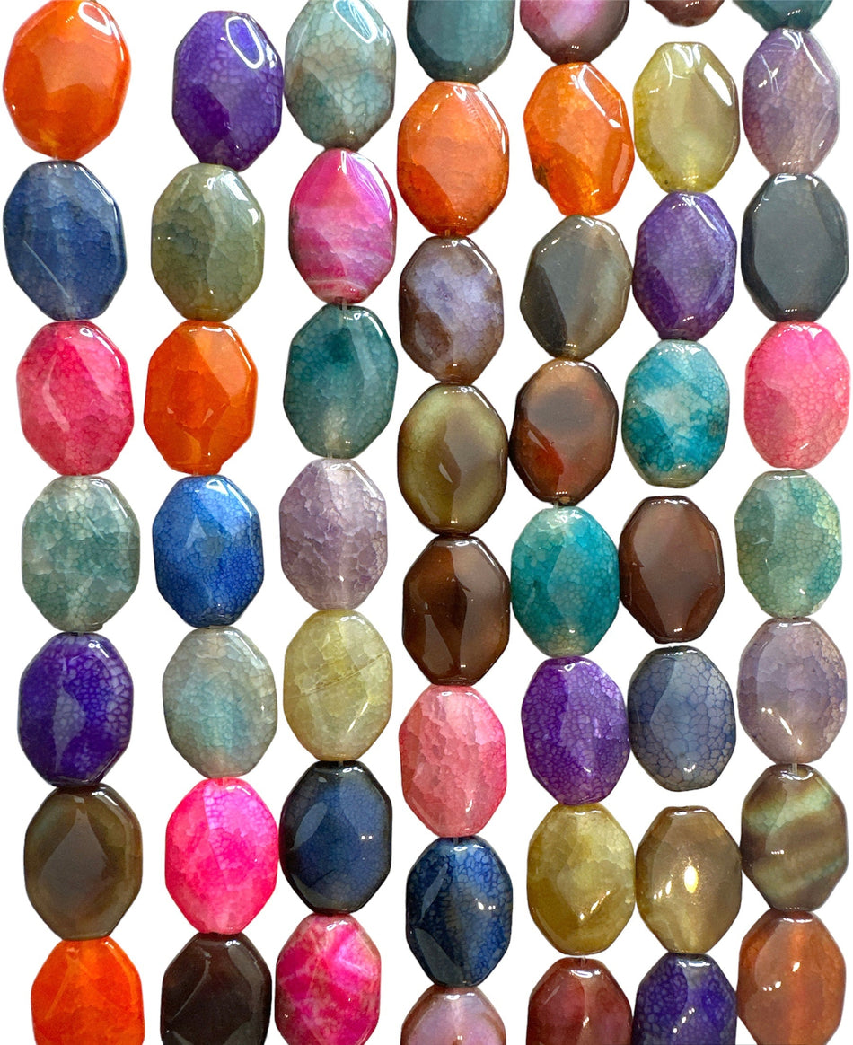 Faceted Oval Multicolor Agate, 1pc