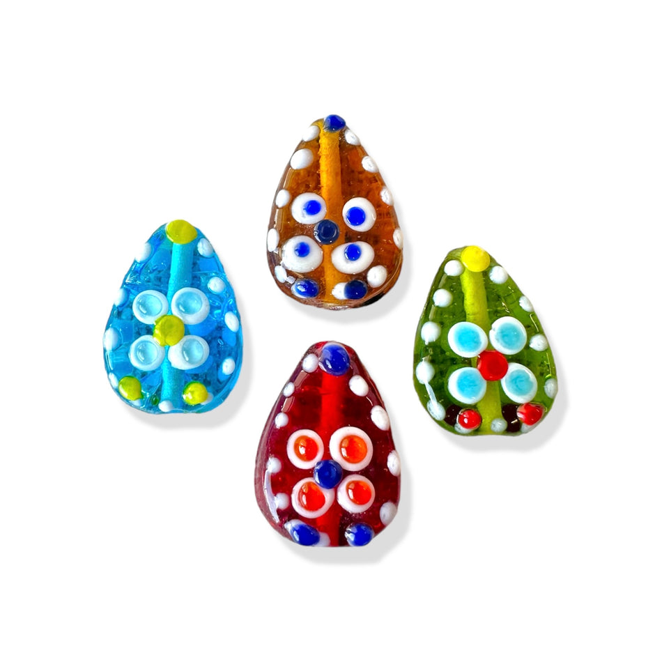 Multicolor Drop Lampwork Beads 22, 4pcs