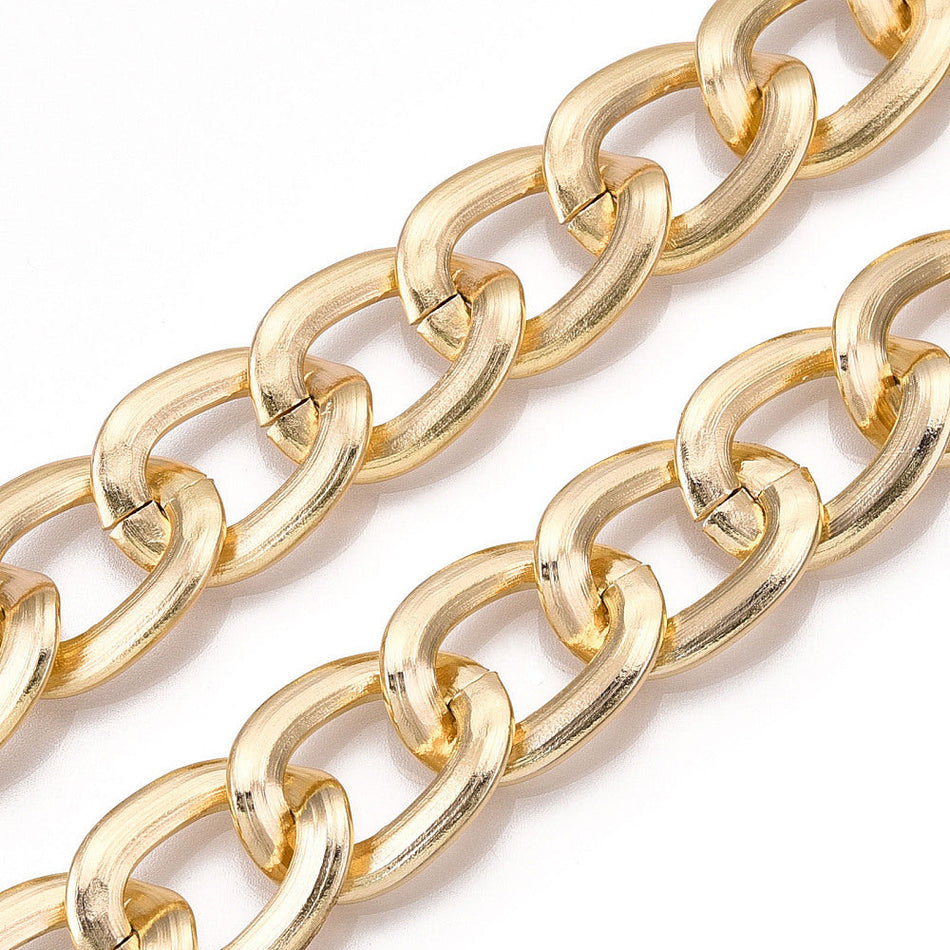 Gold Aluminum Curb Chain 16.5mm, 1 Yard