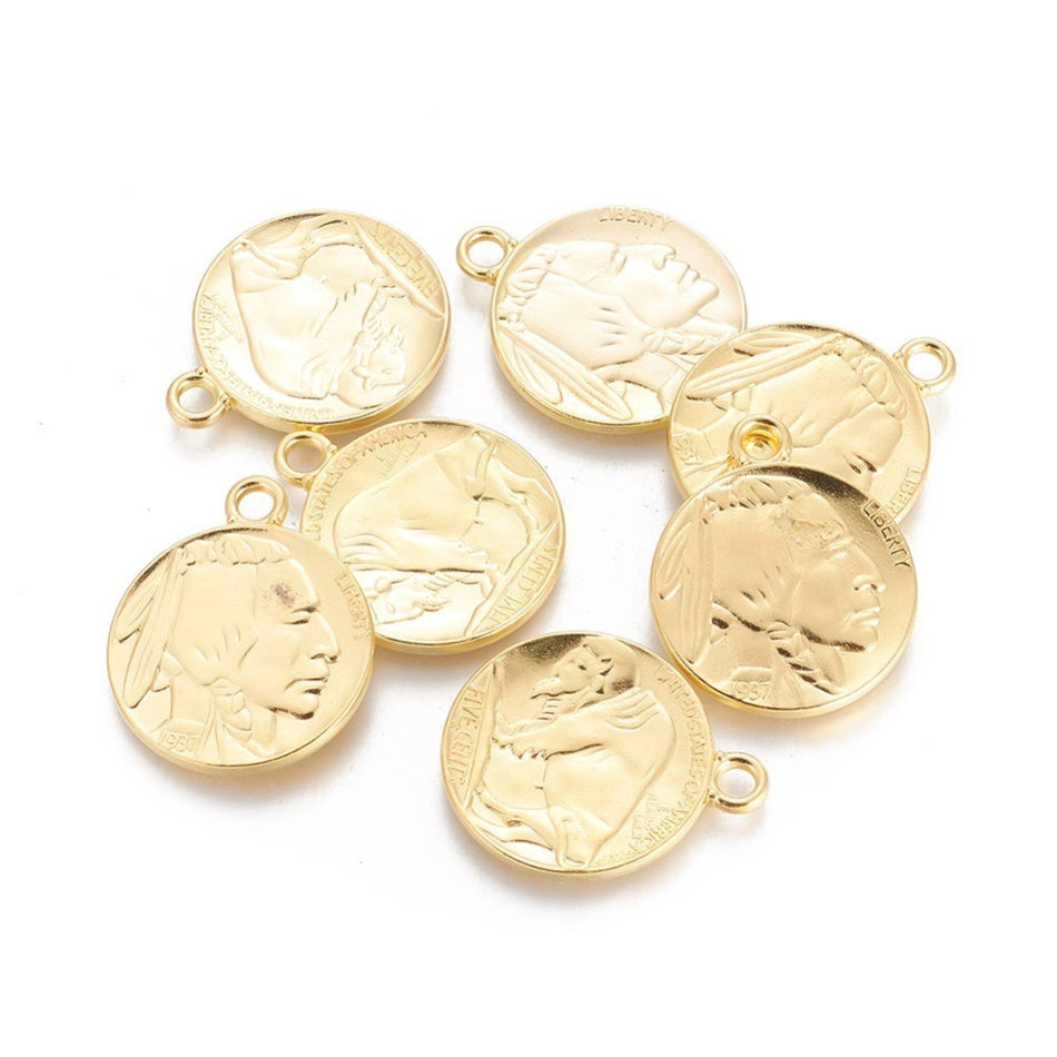 Gold Coin Pendant 42mm, 3pcs