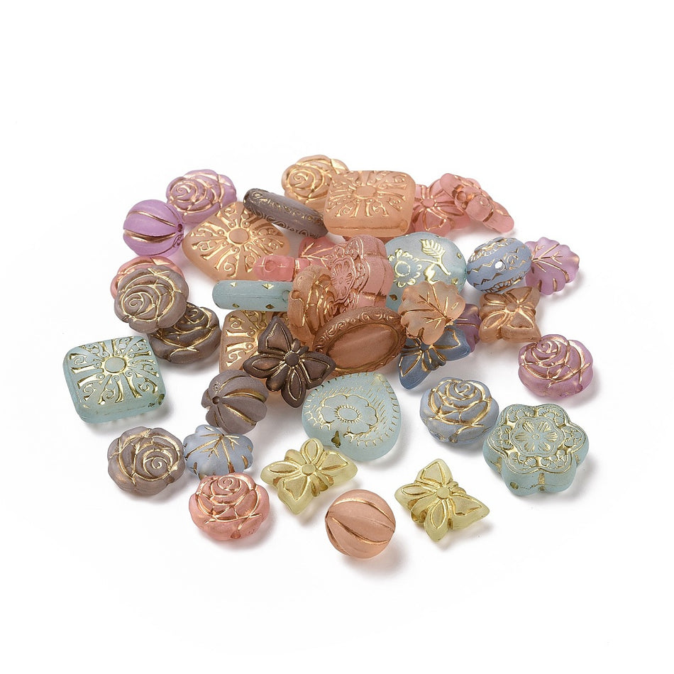 Multi-Shaped Frosted Pastel Acrylic Beads, 40pcs