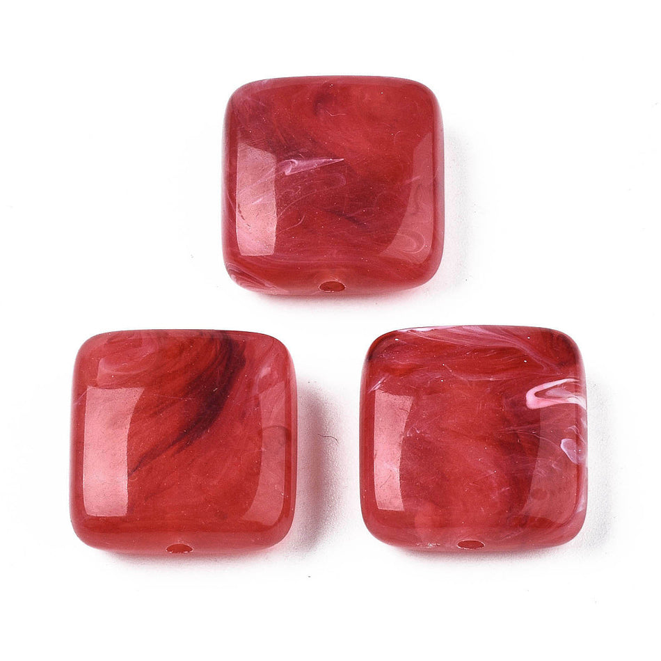 Square Acrylic Beads, 8pcs