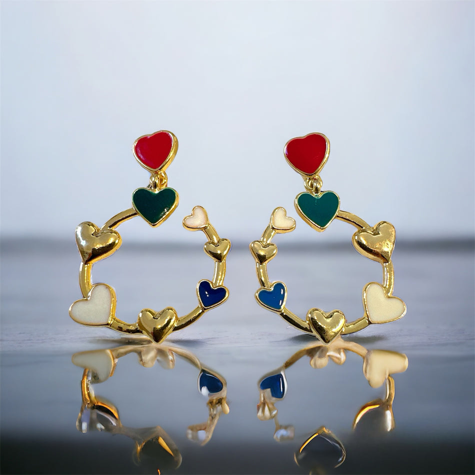 18k Gold-Filled Heart Earrings, 1 pair