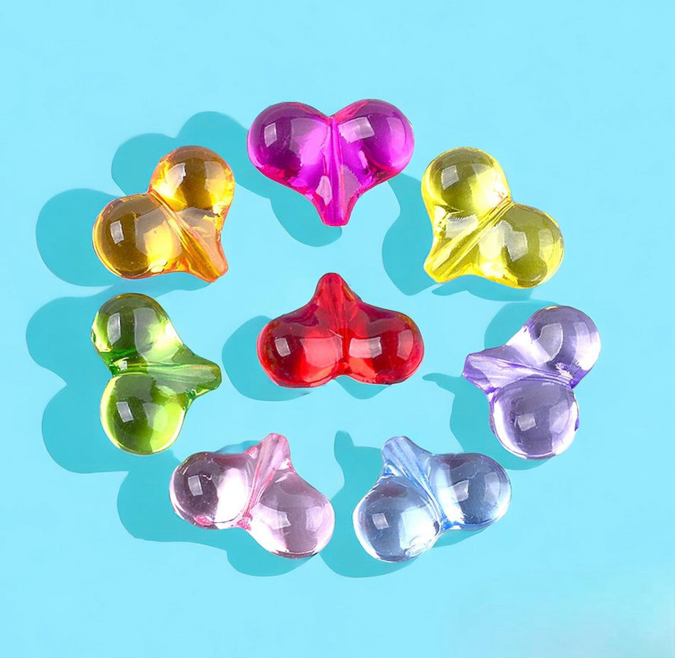 Mixed Color Heart Acrylic Beads 17mm, 25pcs