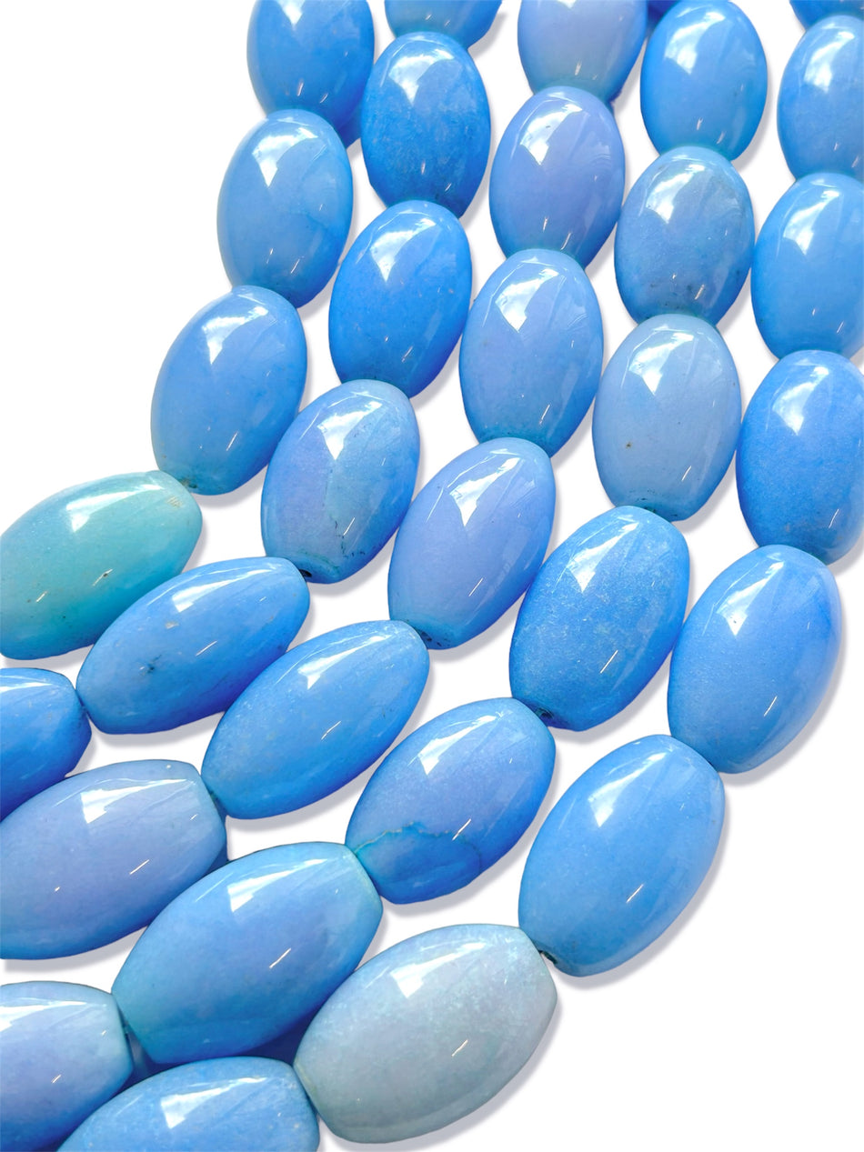 Blue Oval Bead Jade Strand, 40mm