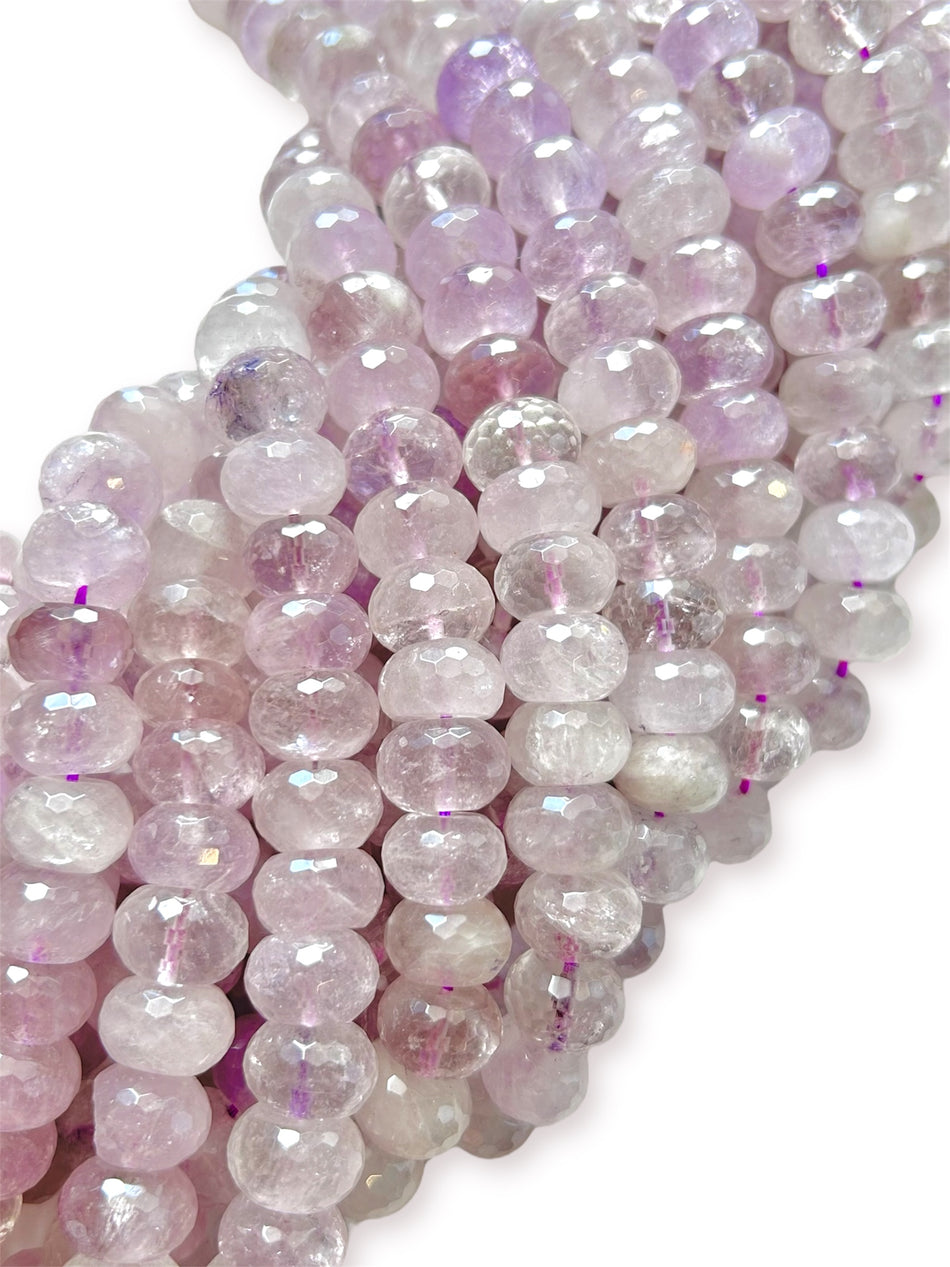 Faceted Rondelle Light Purple Quartz Bead Strand