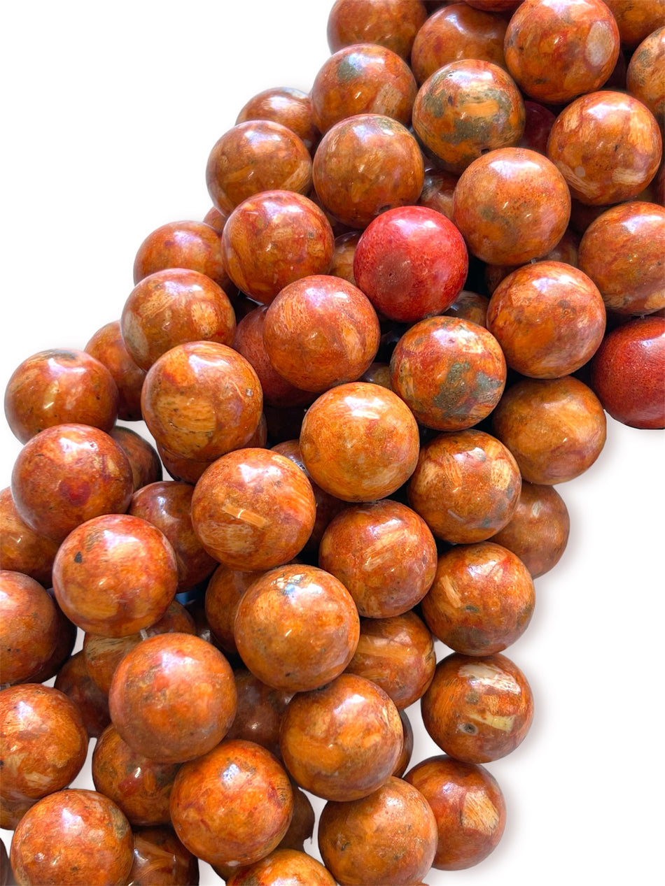 Orange Round Bead Gemstone Strand, 20mm