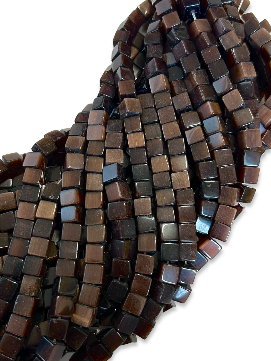 Brown Cube Gemstone Strand, 8mm