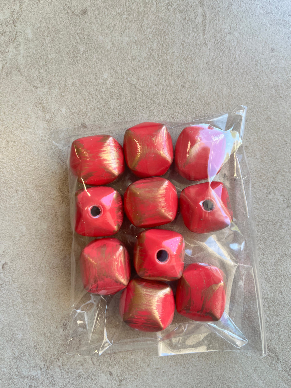 Cube Golden Acrylic Bead 22mm, 10pcs
