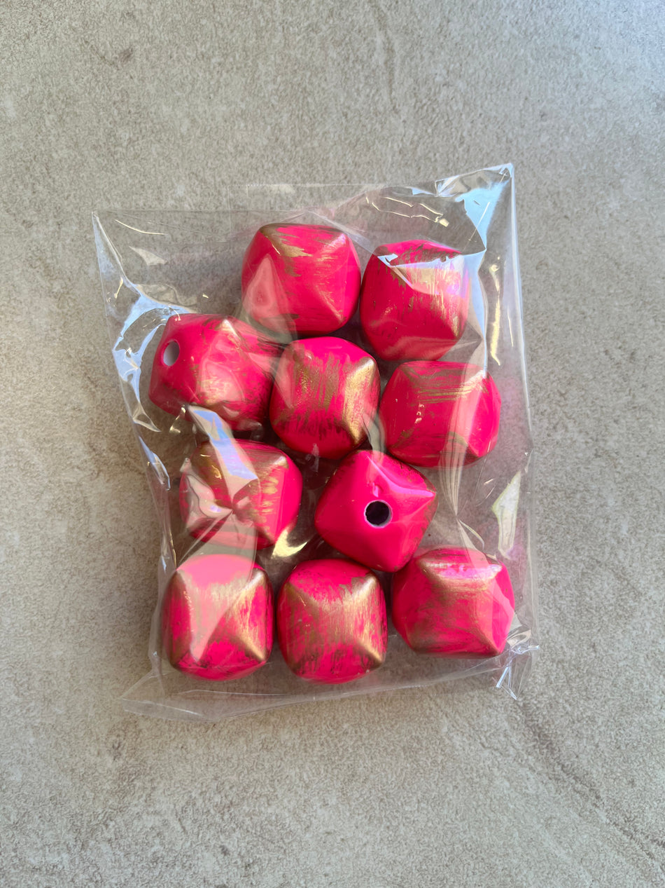 Cube Golden Acrylic Bead 22mm, 10pcs