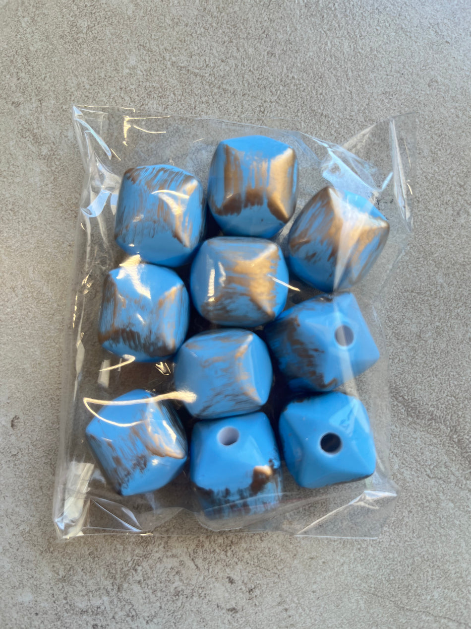 Cube Golden Acrylic Bead 22mm, 10pcs