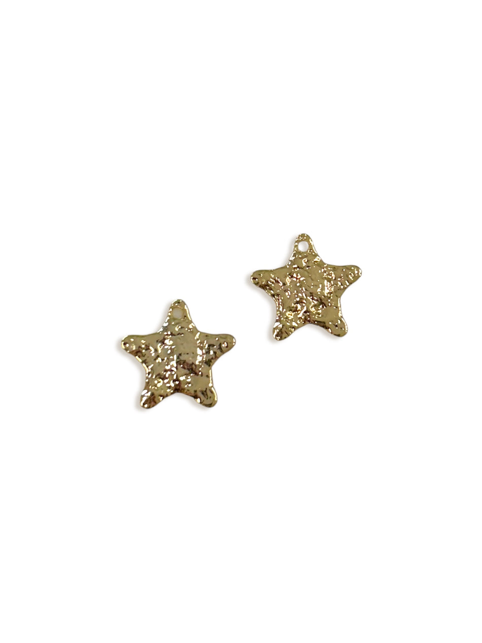 Gold Filled Textured Star Pendant, 2pcs