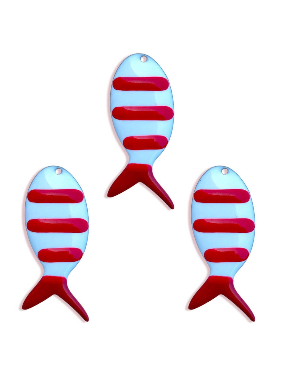 Stripe Fish Pendant 35mm, 2pcs