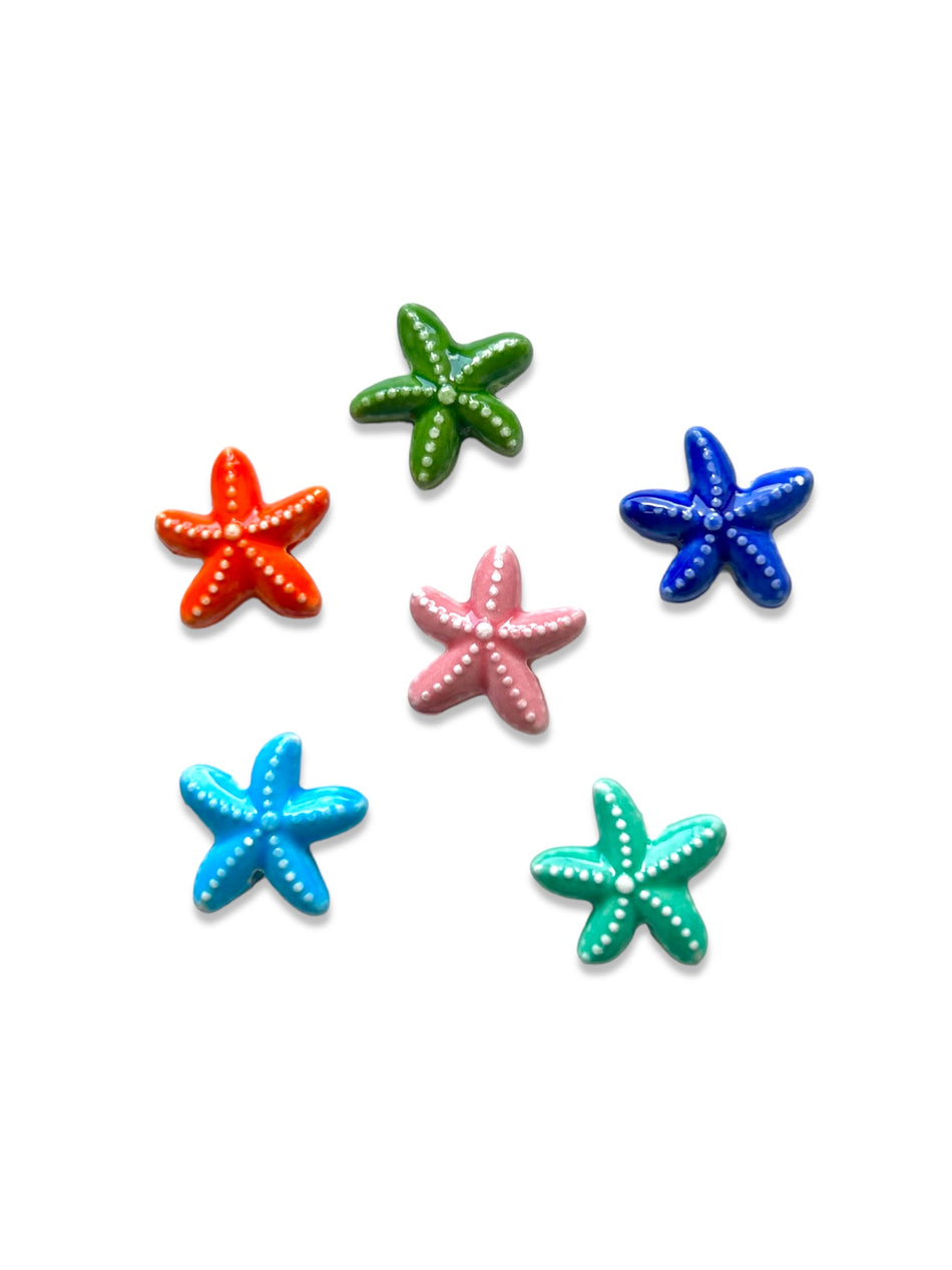 Mixed Color Ceramic Star Beads 20mm, 5pcs