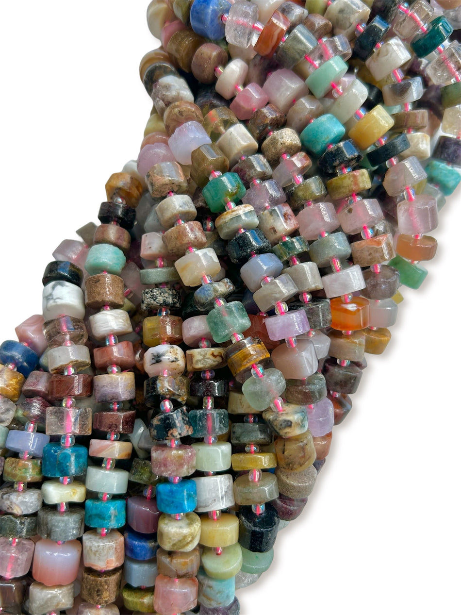 Multi Gemstone Rondelle Strand, 12mm