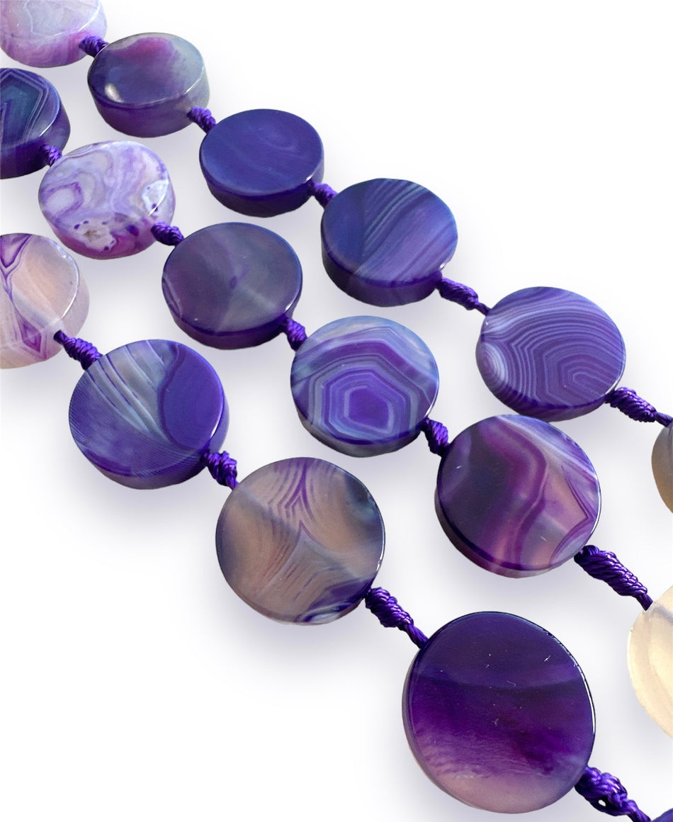 Purple Flat Round Agate, 1pc