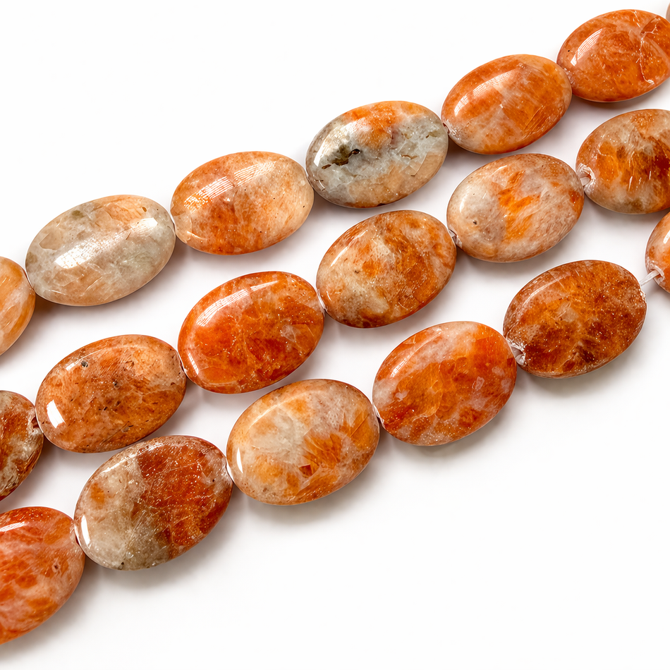 Orange Oval Gemstone Bead Strand