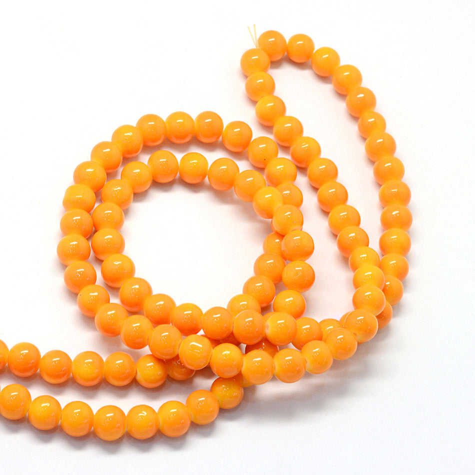 Hilo de cuentas de vidrio naranja de 8 mm, 31 pulgadas de largo