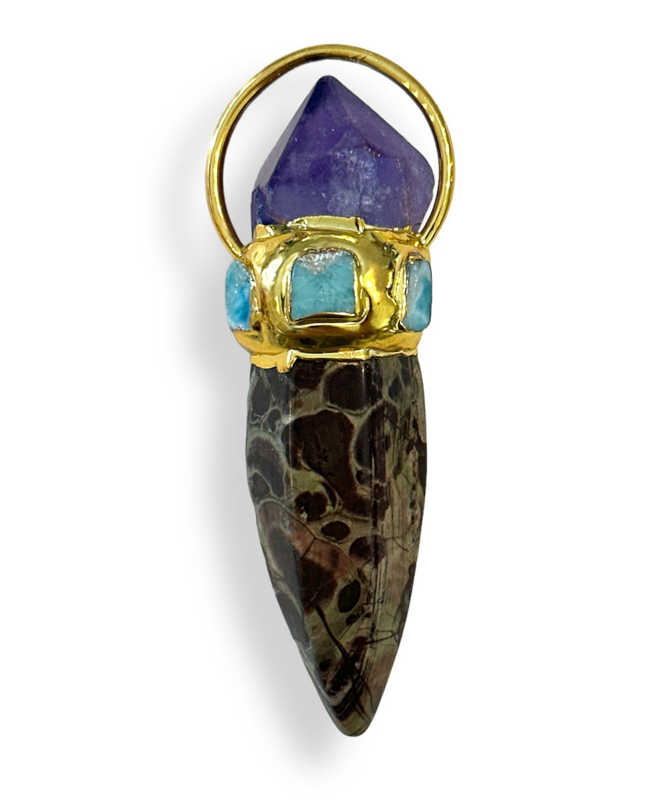 Gold-Gemstone Pendant, 1pc