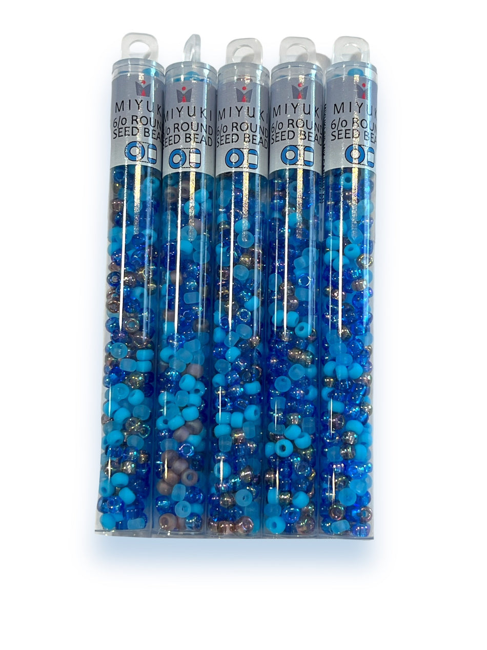 Blue Mix Miyuki 6/0 Round Seed Beads