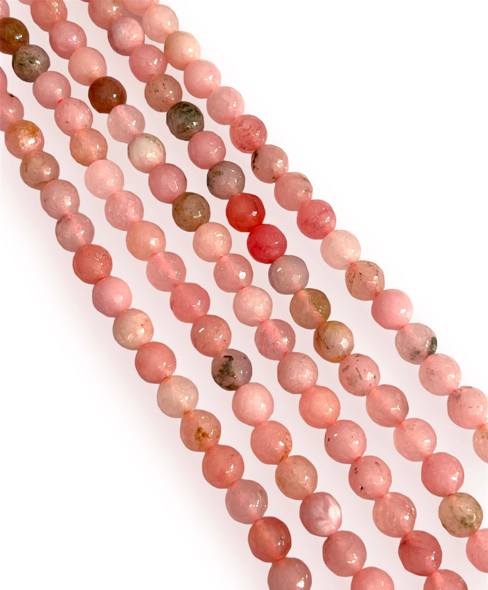 Faceted Light Pink Round Jade Strand, 8mm