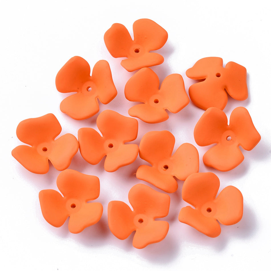 Acrylic Flower Beads, 6pcs